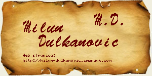 Milun Dulkanović vizit kartica